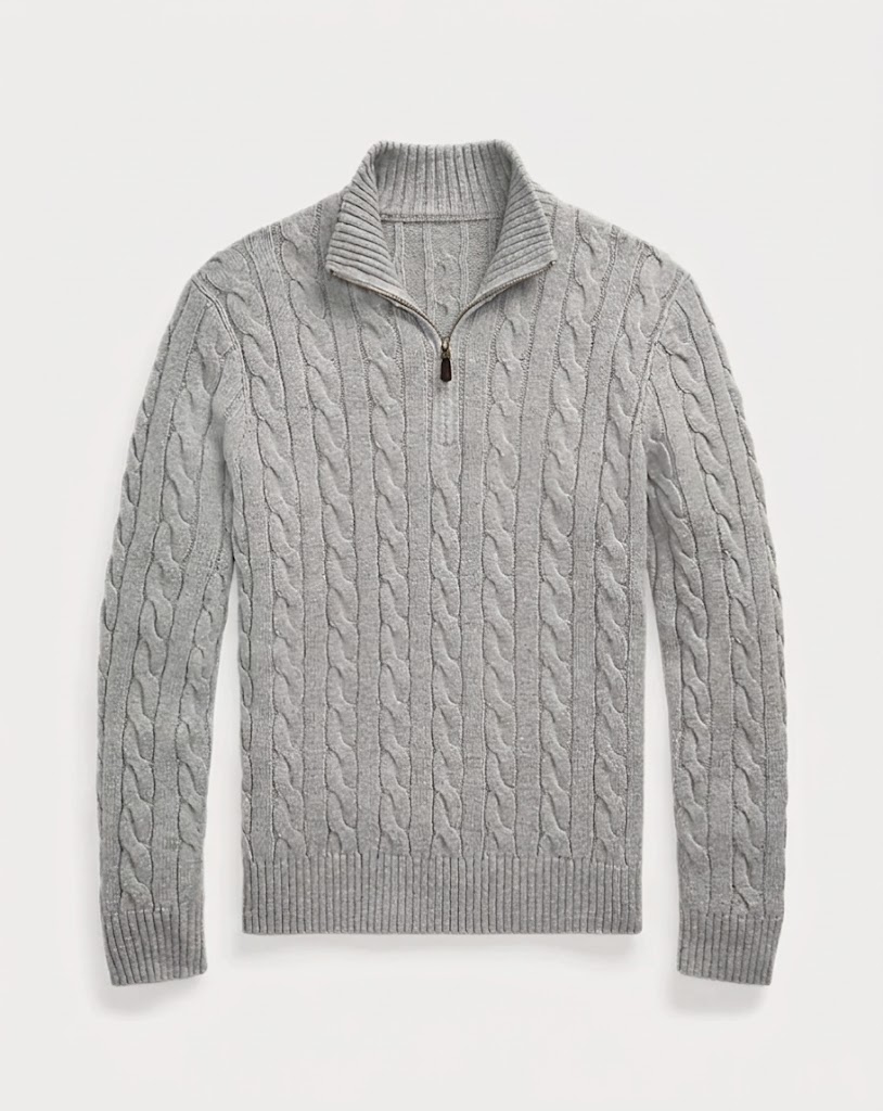 Cable-Knit Cotton Quarter-Zip Sweater